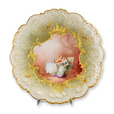 Sale Photo Thumbnail #371: Mansard Paris Belle Epoque Hand-Painted Rococo Revival Cabinet Plate