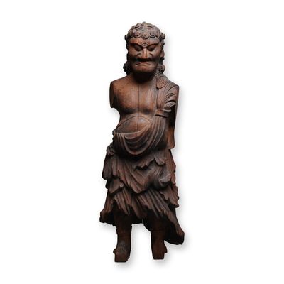 Sale Photo Thumbnail #27: Japanese Carved 17th Century Temple Guardian