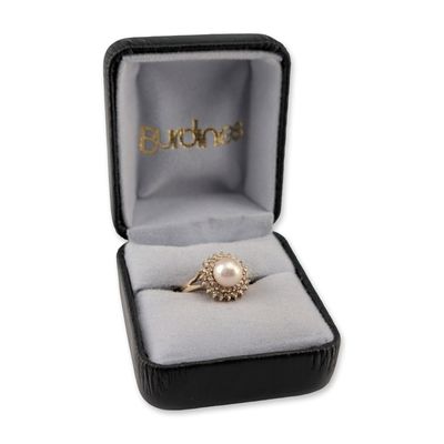 Sale Photo Thumbnail #405: 14K Yellow Gold Pearl and Diamond Halo Ring