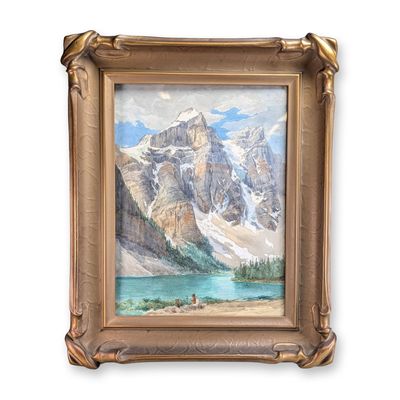 Sale Photo Thumbnail #359: Chris Jorgensen (American, 1860-1935) Glacial Mountain Lake, Watercolor on Paper, Signed