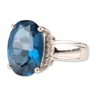Sale Photo Thumbnail #404: 14K White Gold London Blue Topaz Diamond Ring
