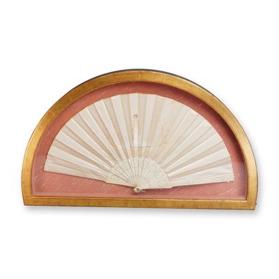 Sale Photo Thumbnail #298: Antique Hand-painted Folding Hand Fan in Shadowbox