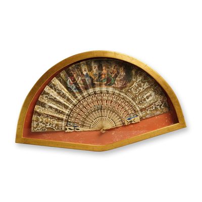 Sale Photo Thumbnail #302: European Folding Fan with Rococo Revival Scene and Gilded Accents