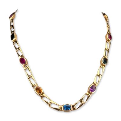 Sale Photo Thumbnail #162: Italian 14K Yellow Gold Multi-Gemstone Necklace