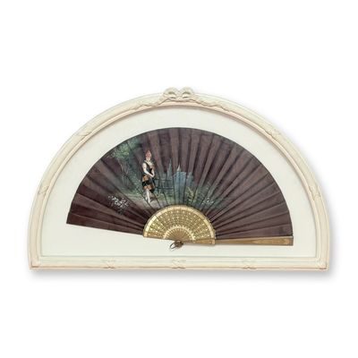 Sale Photo Thumbnail #299: Antique Hand-painted Folding Hand Fan in Shadowbox