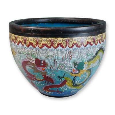 Sale Photo Thumbnail #17: Cloisonne Dragon Fish Bowl
