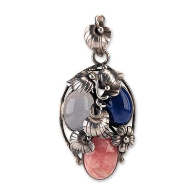 Sale Photo Thumbnail #424: Art Nouveau Style Sterling Silver and Multi-Gemstone Foliate Pendant