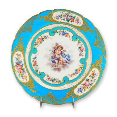 Sale Photo Thumbnail #378: French Sevres Rococo Style Porcelain Cabinet Plate