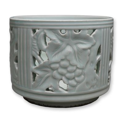 Sale Photo Thumbnail #274: Korean Joseon Dynasty Porcelain Openwork Brush Holder