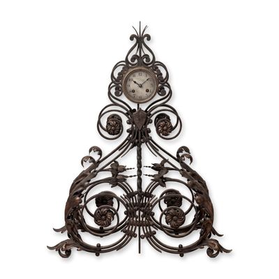 Sale Photo Thumbnail #318: French Louis XV Style Wrought Iron Cartel Clock, 19th Century