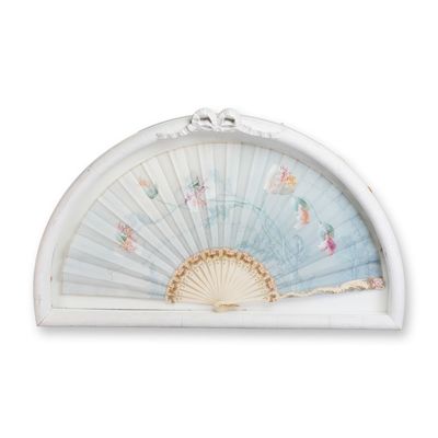 Sale Photo Thumbnail #77: Antique Hand-painted Folding Hand Fan in Shadowbox