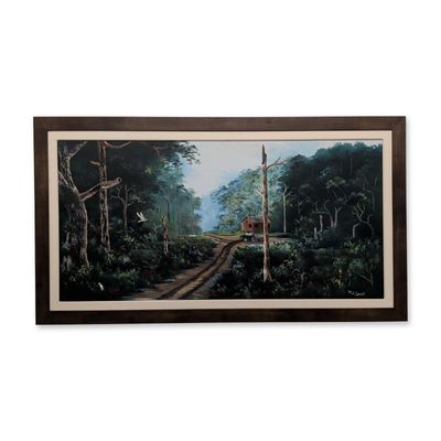 Sale Photo Thumbnail #102: Mary Ann Carroll (1940-2019) Florida Highwaymen Panoramic Oil on Canvas, Signed