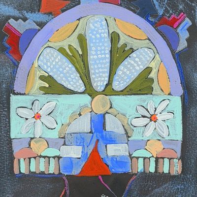 Sale Photo Thumbnail #122: Dolona Roberts (American, b. 1936) Acrylic on Paper Tablitas LIII Painting
