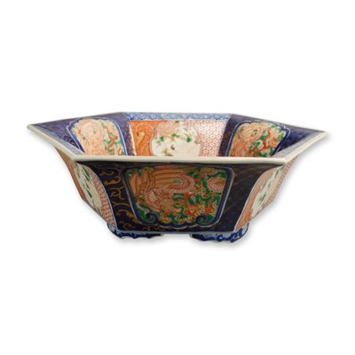 Sale Photo Thumbnail #39: Japanese Hexagonal Imari Porcelain Bowl, Meiji Period