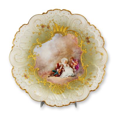 Sale Photo Thumbnail #139: Mansard Paris Belle Epoque Hand-Painted Rococo Revival Cabinet Plate