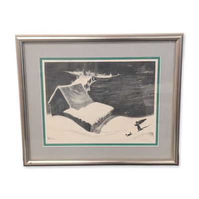 Sale Photo Thumbnail #577: James E. Allen (American, 1894-1964) Lithograph on Paper, Cove in Winter, Signed