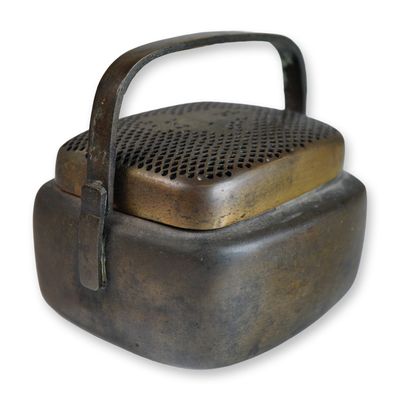 Sale Photo Thumbnail #504: Chinese Bronze Engraved Flowers Handwarmer