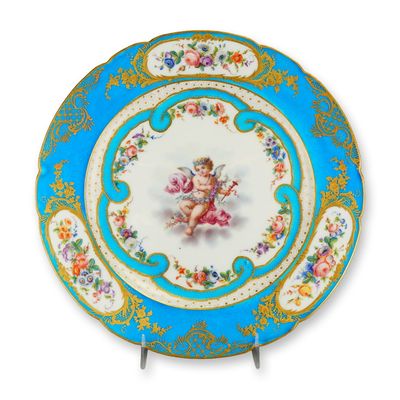Sale Photo Thumbnail #379: French Sevres Rococo Style Porcelain Cabinet Plate