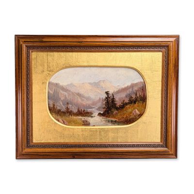 Sale Photo Thumbnail #109: Late 19th-Century American Tonalist School Oil on Board Mountain Landscape