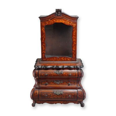 Sale Photo Thumbnail #564: Dutch Marquetry Miniature Cabinet-on-Chest, 18th Century