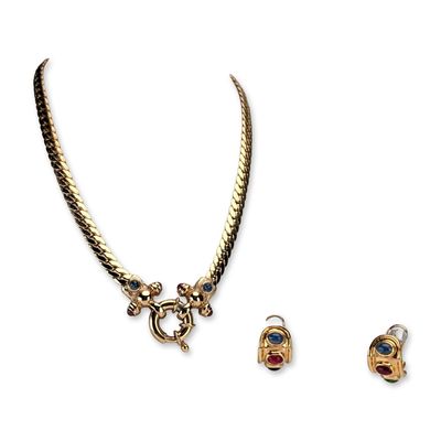 Sale Photo Thumbnail #196: 2pc Gold-Tone and Multi-Colored Cabochon Jewelry Suite