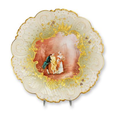 Sale Photo Thumbnail #375: Mansard Paris Belle Epoque Hand-Painted Rococo Revival Cabinet Plate