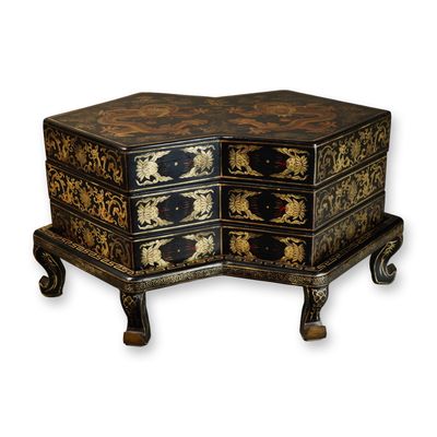 Sale Photo Thumbnail #501: Chinese Lacquer Gilt Box on Stand