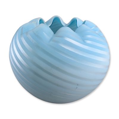 Sale Photo Thumbnail #23: Mont Washington Glass Co. Victorian Blue Cased Satin Glass Rose Bowl