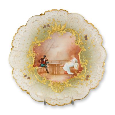 Sale Photo Thumbnail #376: Mansard Paris Belle Epoque Hand-Painted Rococo Revival Cabinet Plate