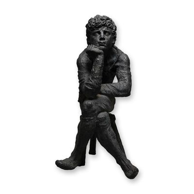 Sale Photo Thumbnail #341: American Bronze Seated Boy by AZ 1964