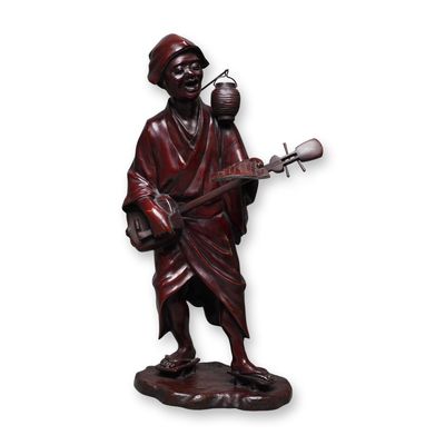 Sale Photo Thumbnail #46: Japanese Tokyo School Patinated Bronze Musician Okimono by Genryusai Seiya