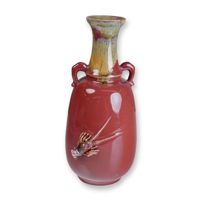 Sale Photo Thumbnail #52: Japanese Studio Crawfish Flambe Glaze Vase