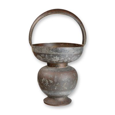 Sale Photo Thumbnail #505: Chinese/Tibetan Bronze Handled Vase, Engraved