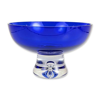Sale Photo Thumbnail #261: Block Cobalt Blue Glass Pedestal Compote Bowl