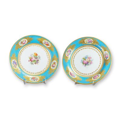 Sale Photo Thumbnail #613: Pair of Napoleon III Sevres-Style Opaline Glass Plates by Jean-Fran?ois Robert for Launay-Hautin