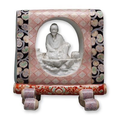 Sale Photo Thumbnail #53: Japanese Porcelain Table Screen Architectural Open Center Sculpture