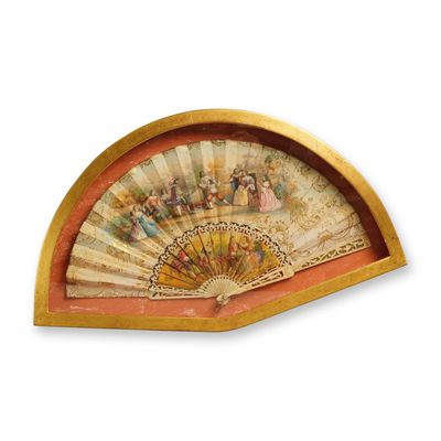 Sale Photo Thumbnail #300: European Cabriolet Folding Fan with Rococo Revival Scene and Gilded Accents