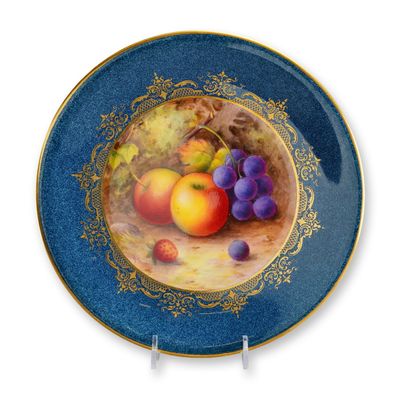 Sale Photo Thumbnail #617: English Royal Worcester Hand-Painted Porcelain Cabinet Plate with Fruit Design, Signed