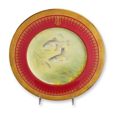 Sale Photo Thumbnail #153: Coalport Porcelain Cabinet Plate with Hand-Painted Fish Study