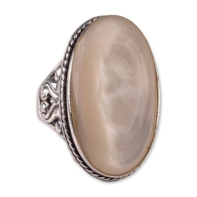 Sale Photo Thumbnail #410: Sterling Silver Mother of Pearl Filigree Ring