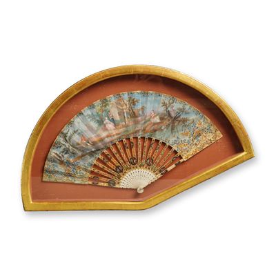 Sale Photo Thumbnail #303: European Folding Fan with Rococo Scene and Gilded Accents
