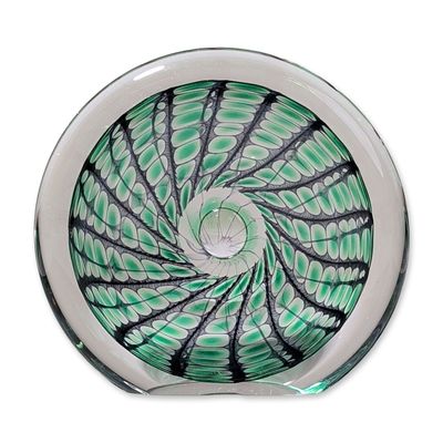 Sale Photo Thumbnail #484: Tom Philabaum Geometric Graal Art Glass Paperweight, Signed