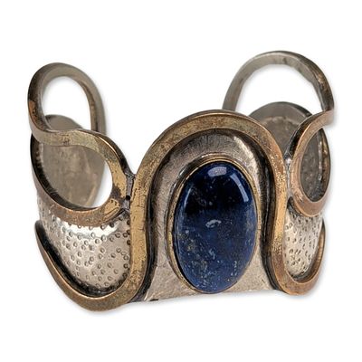 Sale Photo Thumbnail #651: Morita Gil Chilean Mixed Metal Lapis Lazuli Cuff Bracelet