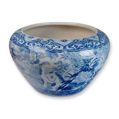 Sale Photo Thumbnail #29: Large Arita Japanese Blue and White Porcelain Jardiniere