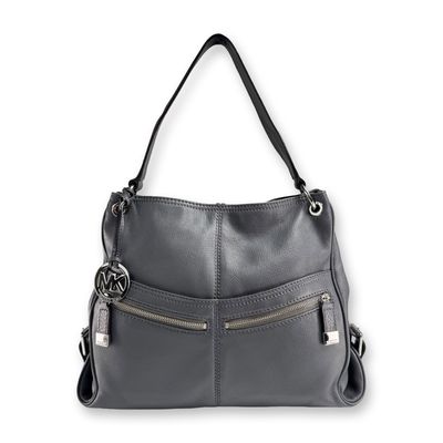 Sale Photo Thumbnail #451: Michael Kors Grey Leather Multi-Pocket Hobo Bag