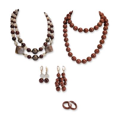 Sale Photo Thumbnail #666: 6pc Collection of Agate and Goldstone Jewelry