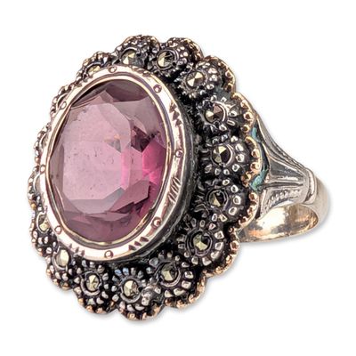 Sale Photo Thumbnail #639: Vintage Silver and Marcasite Cluster Cocktail Ring
