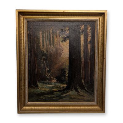 Sale Photo Thumbnail #353: Tilden Daker (American, 1870-1935) Exhibition Size Oil on Canvas, Calaveras Grove, Signed