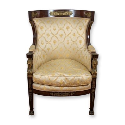 Sale Photo Thumbnail #326: Empire Style Ormolu Mounted Mahogany Bergere Armchair
