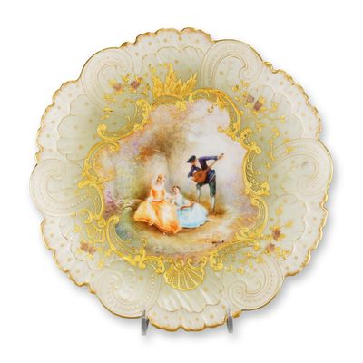 Sale Photo Thumbnail #142: Mansard Paris Belle Epoque Hand-Painted Rococo Revival Cabinet Plate